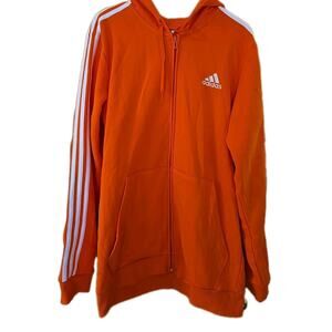 Adidas Jacket Men's Orange Three Stripe Hoodie New Without Tags LT